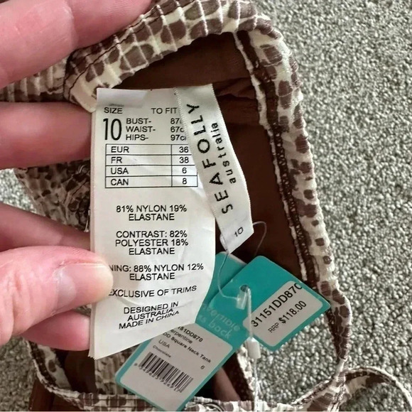 NWT Seafolly Serpentine DD Square‎ Neck Underwire Convertible Swim Top US 6 - Picture 5 of 5